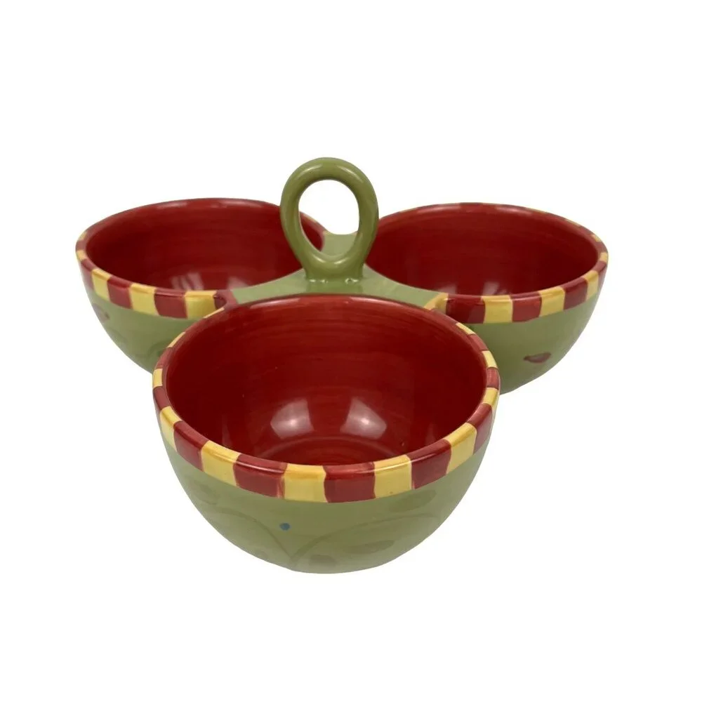 3-Section Ceramic Serving Dish w/Handle Olivia Debby Segura Signature Housewares